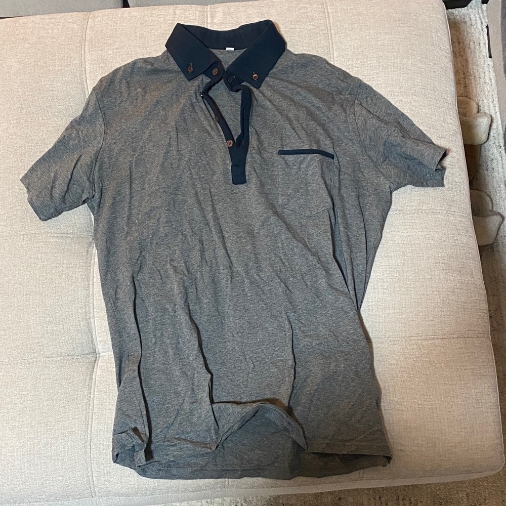 Men's Grey Polo Shirt with Contrast Collar